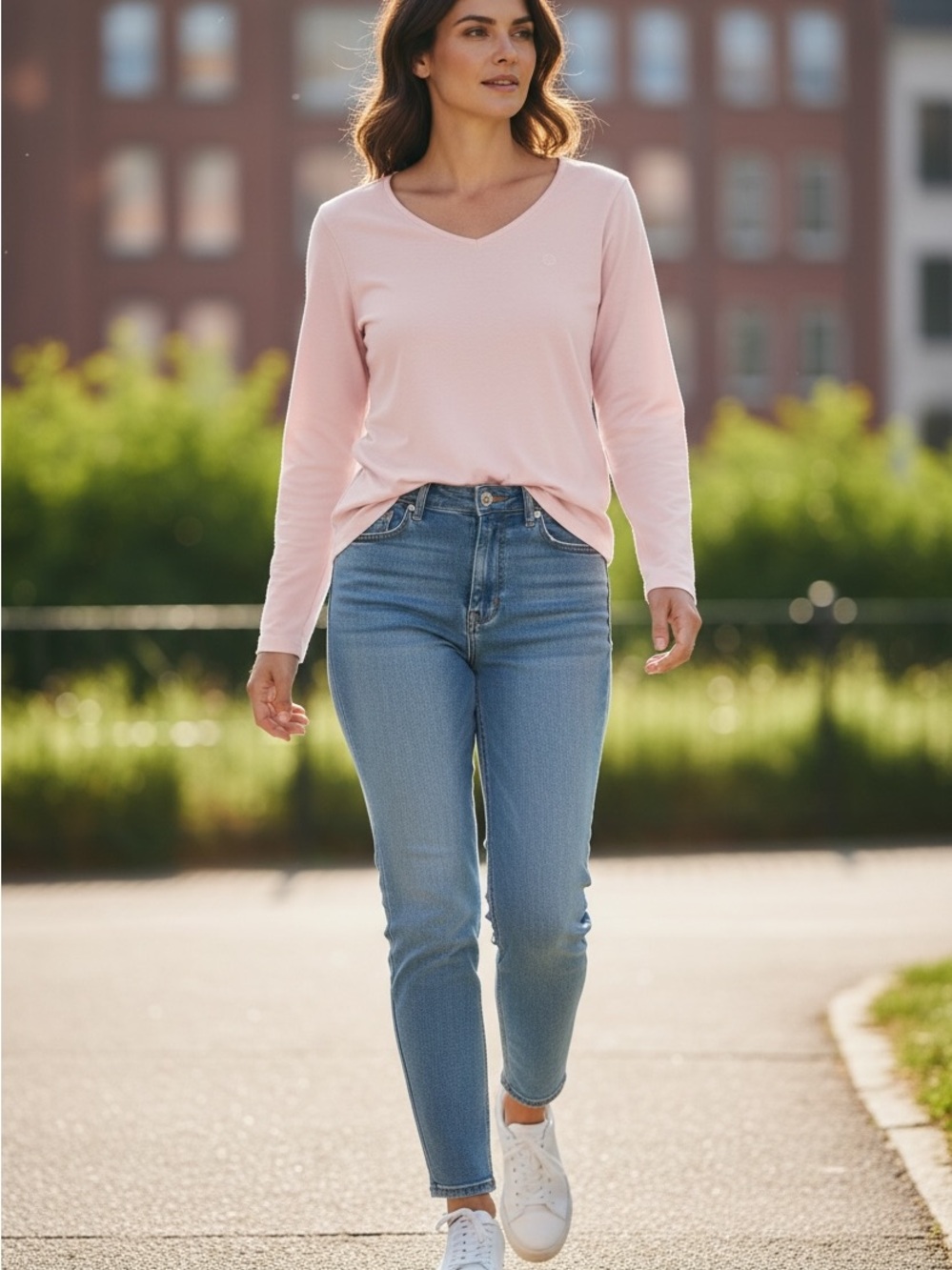 Born Long Sleeve Casual Top Heathered Knit Relaxed Fit Pink Size Large Cozy